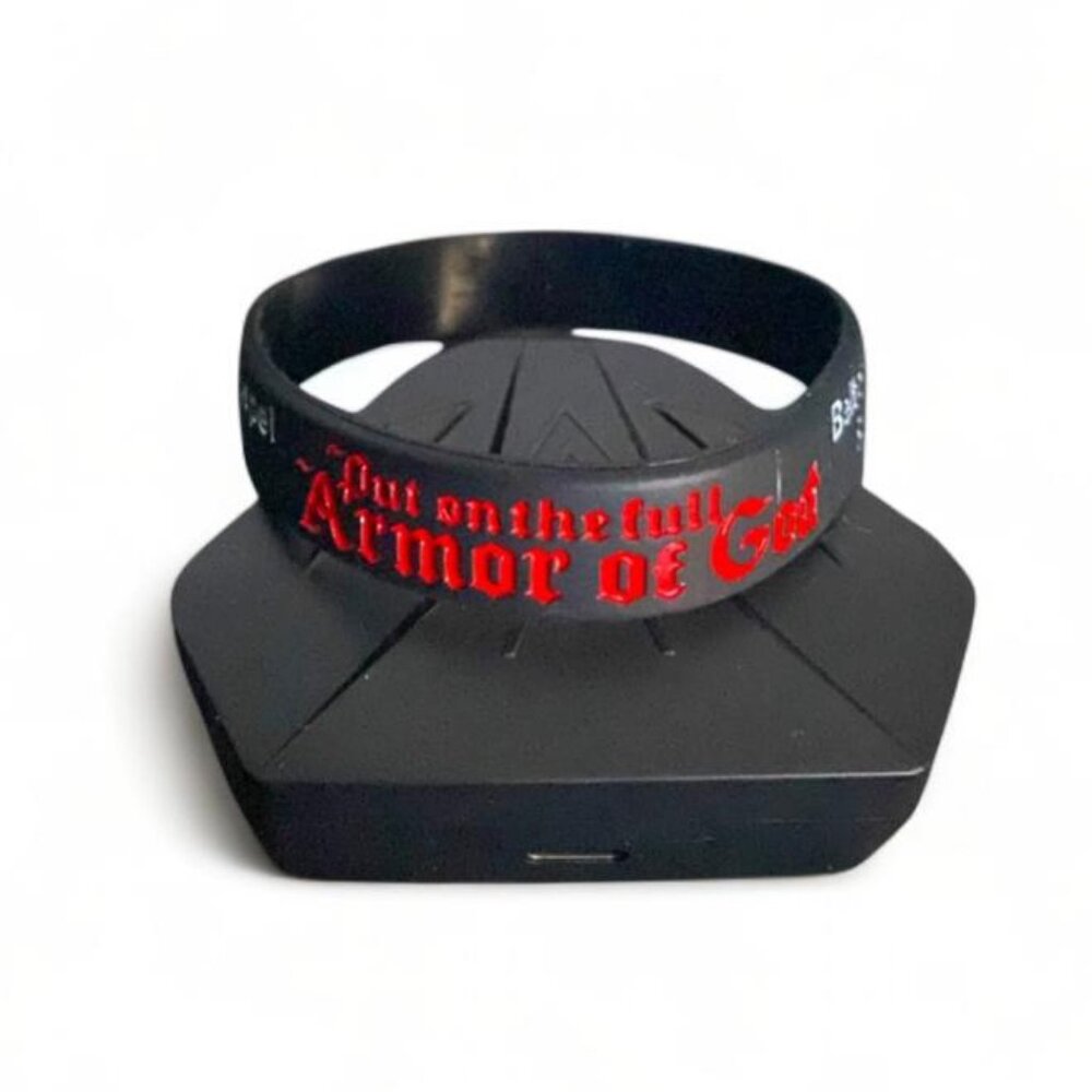 NEW! ARMOR OF GOD BUNDLE - POUCH/KEYCHAIN/WRISTBAND BLK & RED STYLE 2 - Picture 4 of 7